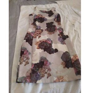 Enfocus Women's Sleeveless  white floral sheath Dress US 8